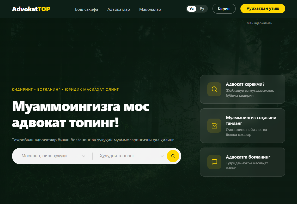 Интерфейс AdvokatTop